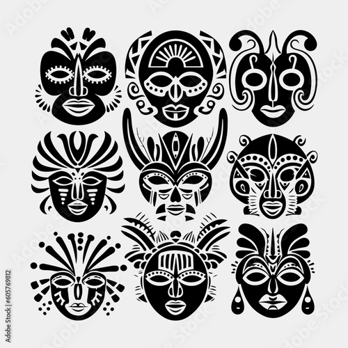 Fotografie Set of african tribal masks