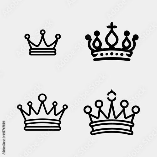 Bild auf Leinwand set of vector crown silhouettes in vintage style isolated on white