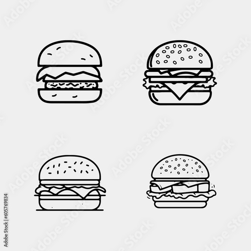 set of Burger Icon Vector Illustration Logo Template