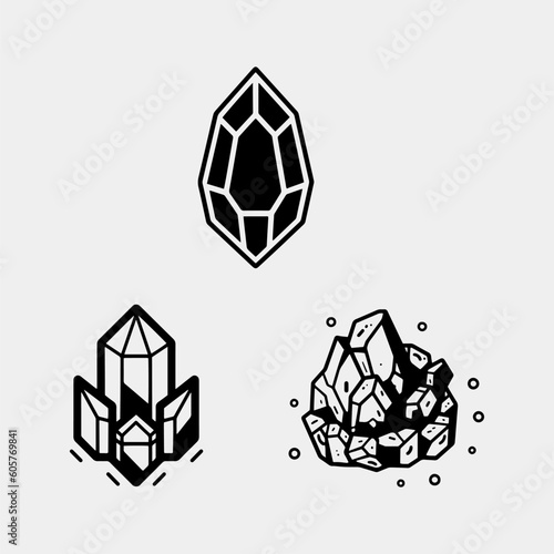 Precious gems, crystal stones. Vector cartoon set of shiny color gemstones, topaz, amethyst, quartz