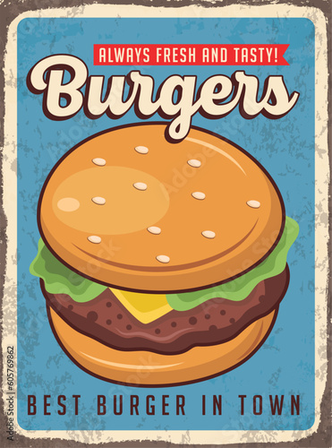 Burger fast food restaurant advertisement promo poster vector template