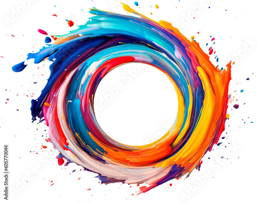 Liquid acrylic paint motion flow swirl and paint explosions and drops isolated. AI generated