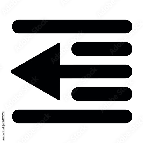 format indent decrease Icon. Flat style design isolated on white background. Vector illustration
