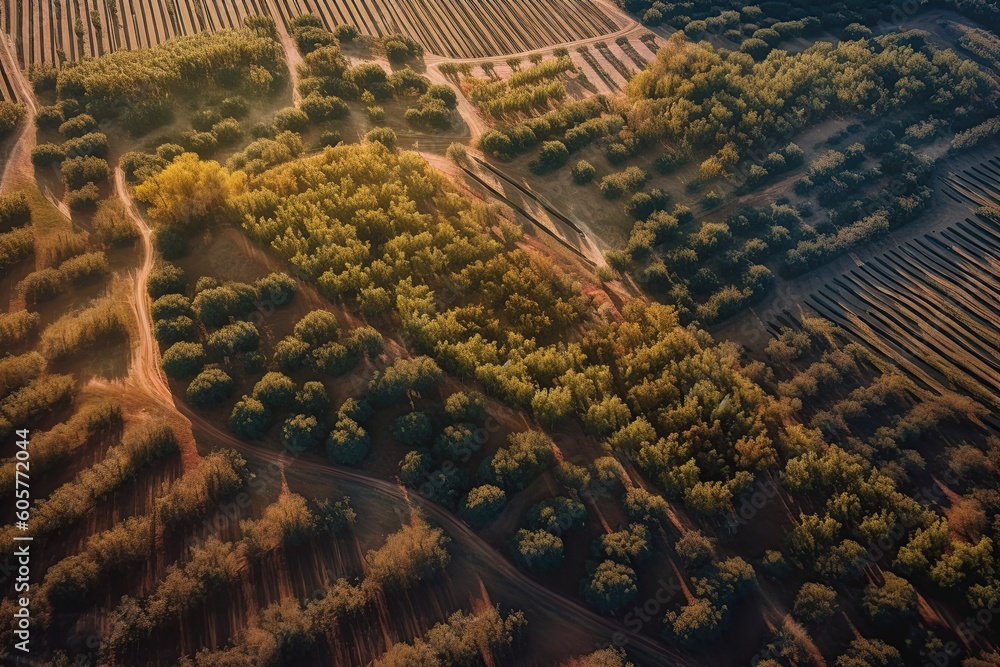 top view of the vineyard, created with AI, AI, generative AI top view of the vineyard, created with AI, AI, generative AI