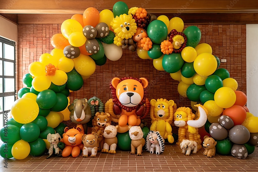 balloon decoration wall party kids at the garden zoo theme Photography