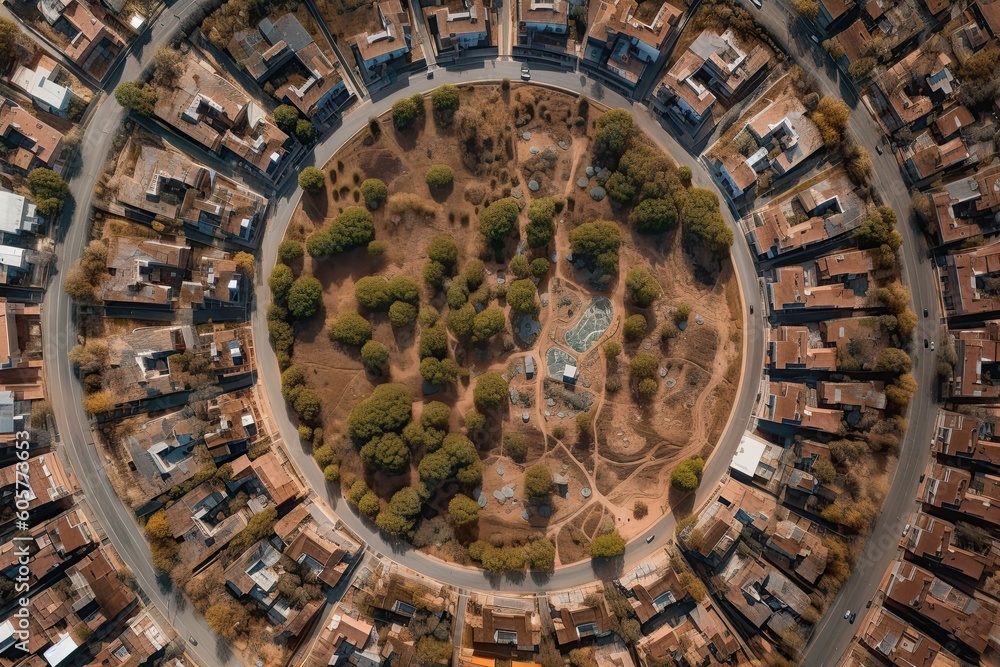 housing compound top view, AI, created with AI, AI