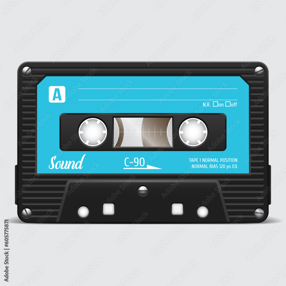 Retro audio cassette. Audio tape. Old technology. Realistic vector cassette on a white background. Retro audio cassette. Audio tape. Old technology. Realistic vector cassette on a white background.