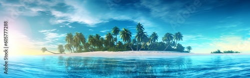 Island and palm trees, generative AI © progressman