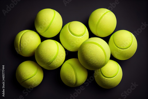 Top view group of tennis balls. Generative Ai © Mukhlesur
