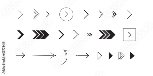 Vector set of arrows of different shapes and styles
