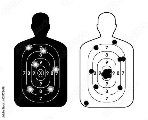 Shoot target human gun board. Aim person target body, head black shot board