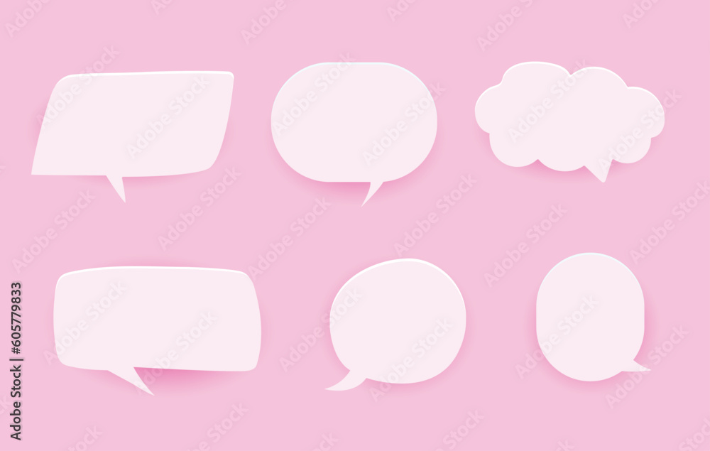 3D bubble chat set. Collection set with pink pastel background
3D bubble chat set. Collection set with pink pastel background