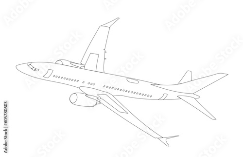 passengers plane line art vector 