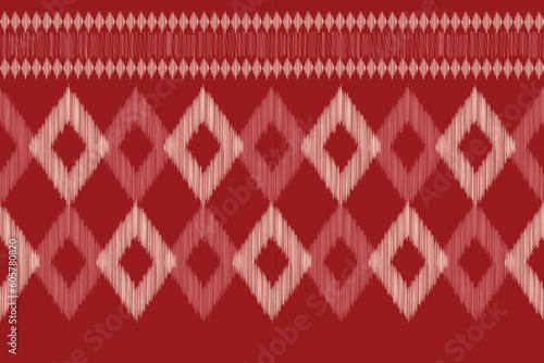 Ethnic Ikat fabric pattern geometric style.African Ikat embroidery Ethnic oriental pattern red background. Abstract,vector,illustration.For texture,clothing,scraf,decoration,carpet,silk.
