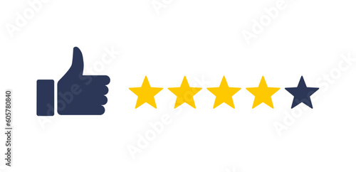 5 Star customer review quality rate satisfaction best service recommend. 5 star rate icon success vector icon.