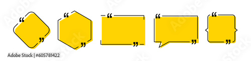 Quote vector bubbles text dialog message comment memo box. Quote bubble template speech frame chat dialogue information