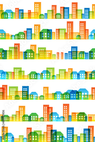 Cityscape colorful decorations.