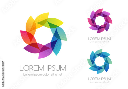 Abstract rainbow color logo. Colorful vector emblem.