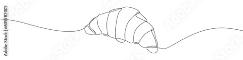 Croissant icon line continuous drawing vector. One line Croissant icon vector background. Croissant pastry icon. Continuous outline of a French style croissant icon.
