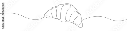 Croissant icon line continuous drawing vector. One line Croissant icon vector background. Croissant pastry icon. Continuous outline of a French style croissant icon.