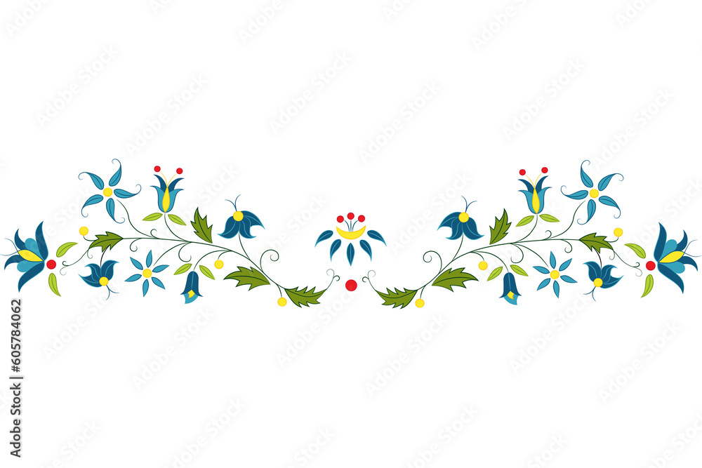 Obraz na płótnie Haft kaszubski, ornament, logo, kwiaty w salonie