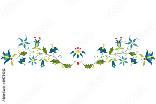 Haft kaszubski, ornament, logo, kwiaty © felicytka