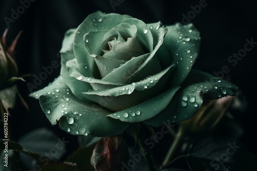 A rose with green petals. Generative AI