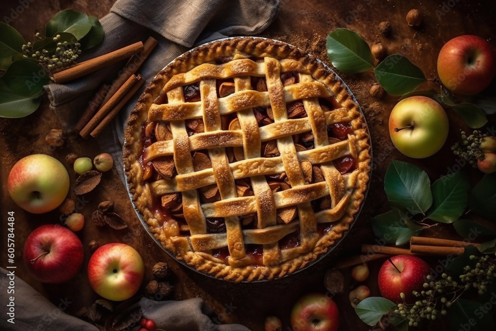 Fresh American apple pie. Generative AI. Fresh American apple pie. Generative AI.