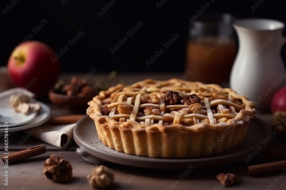 Fresh American apple pie. Generative AI. Fresh American apple pie. Generative AI.