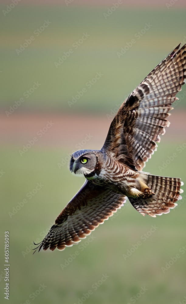 Obraz premium brown owl, in flight