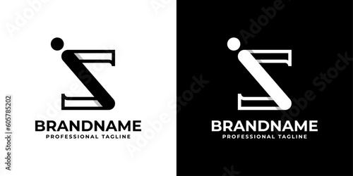 Letter SI or IS Monogram Logo, suitable for any business with SI or IS initials.