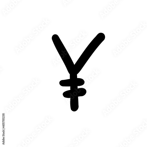 Scribble currency money finance sign icon Yen Yuan Jena JPY. Vector illustration in hand drawn cartoon doodle style isolated on white background. For typography, logo, card, banks.