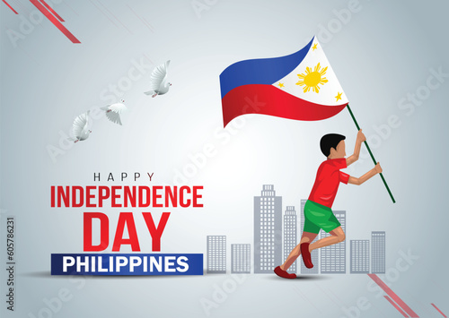 happy independence day Philippines. hands holding with Philippine flag. vector illustration design
