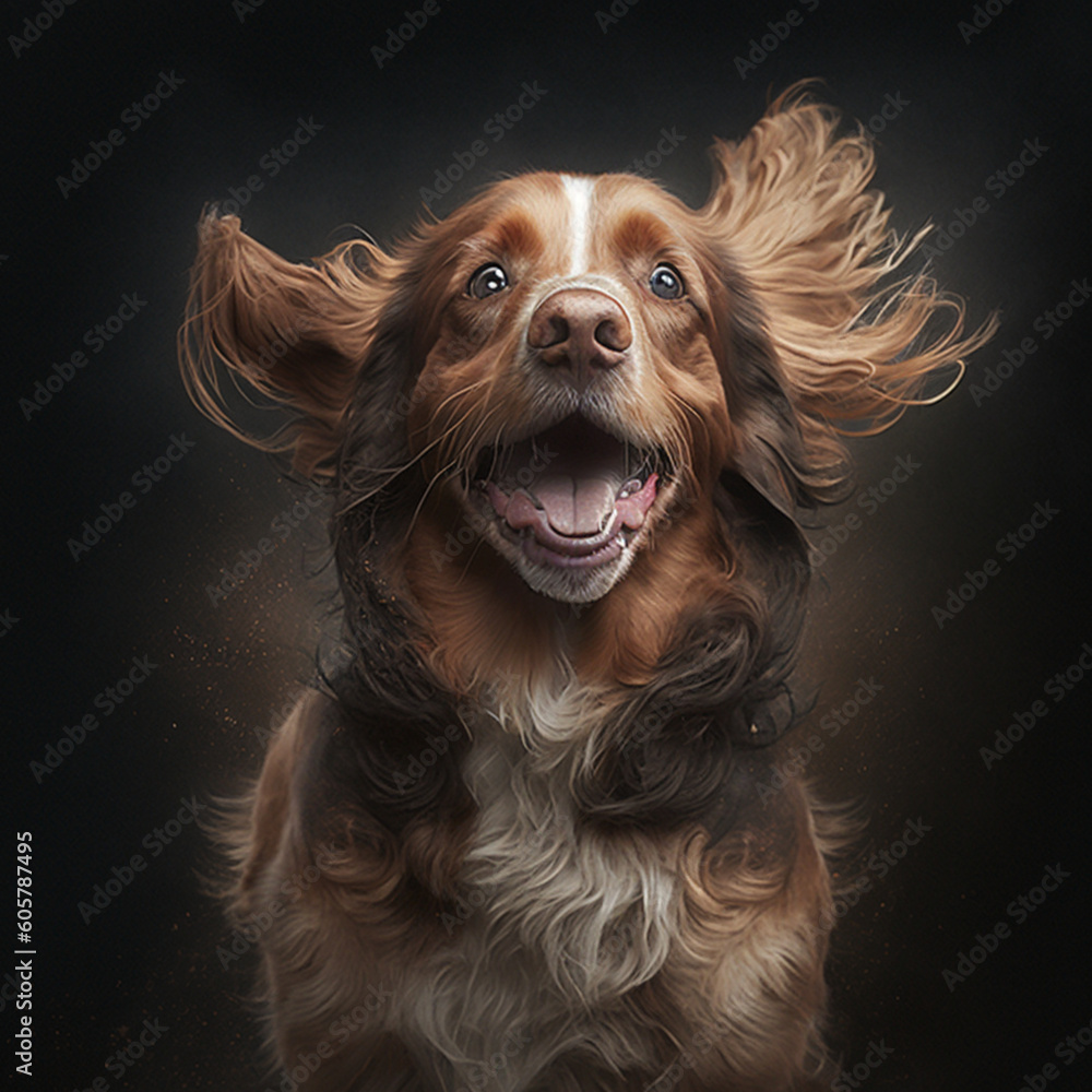 cavalier king charles spaniel, happy dog with great details, super realistic, in high resolution generated by artificial intelligence.