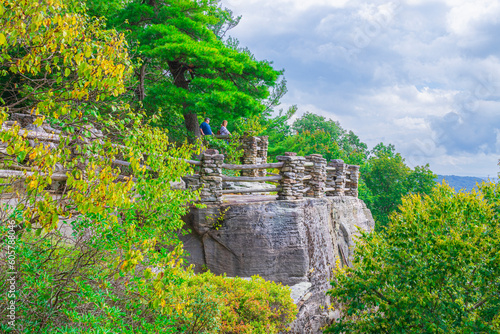 A beautiful natural looking overlook up high on a cloudy day.