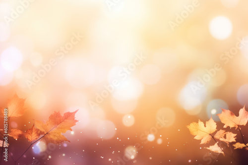 Autumn lights - fall or winter themed banner or hero image with soft vector bokeh in subtle warm colors, ideal as a background for promotional purposes (sale) or as website