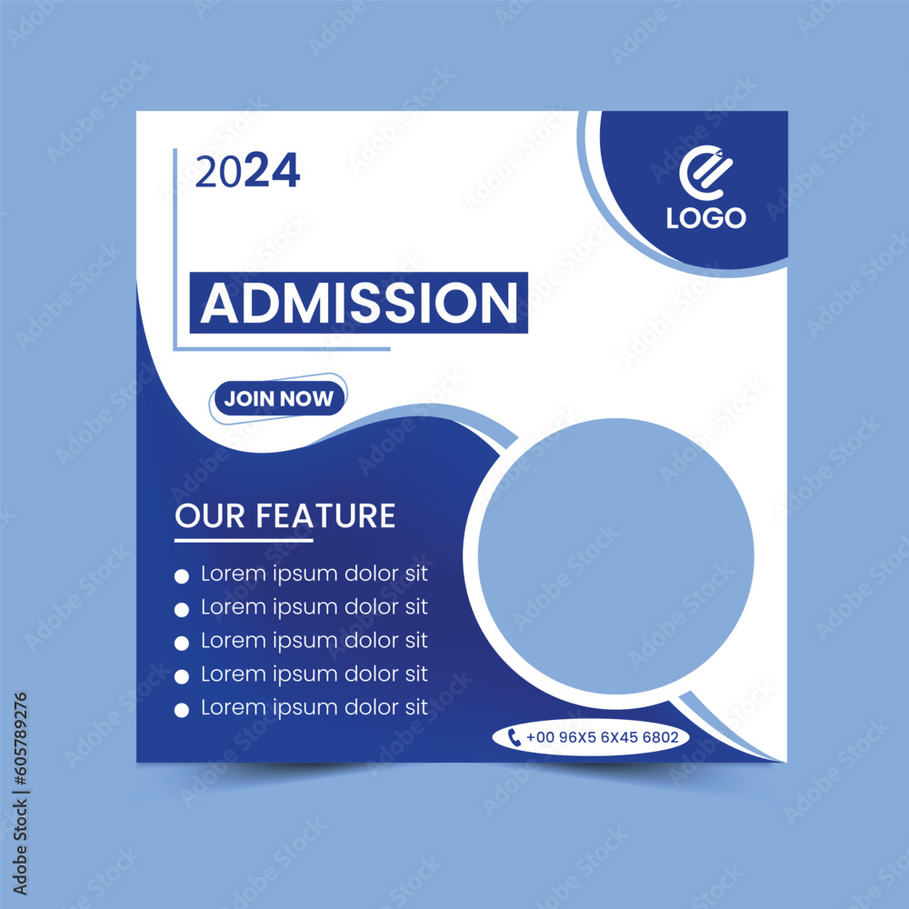 Obraz premium School admission social media post template