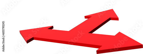 Three-way arrow icon. Arrows pointing in different directions. Choice, option, opportunity, split, road, choose, business success concept. Goal setting, choosing alternative path.