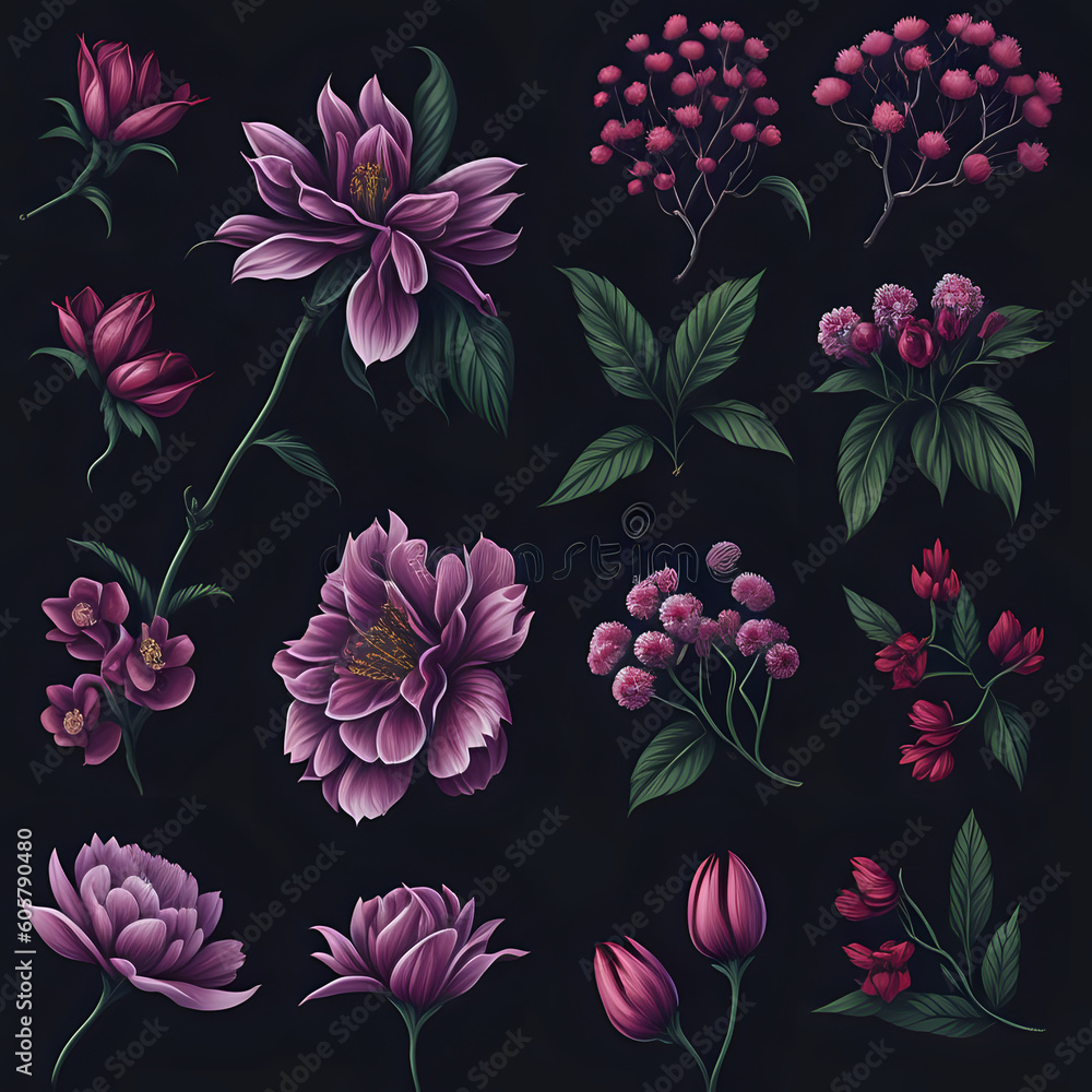 seamless pattern with flowers, pink, seamless pattern with flowers, pink,