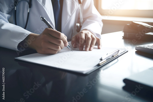 doctor fills out medical history