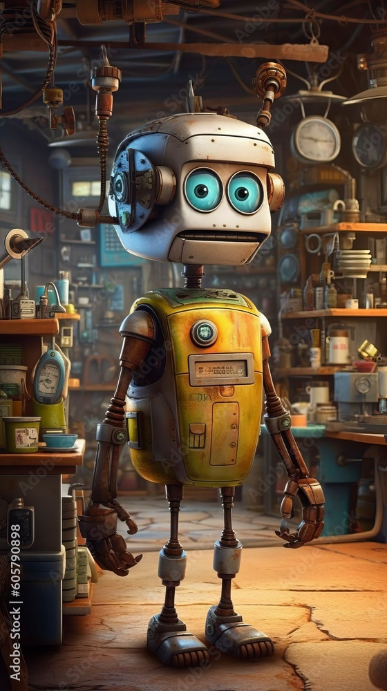 Fototapeta premium A cyborg humanoid robot in a futuristic setting, Generative AI