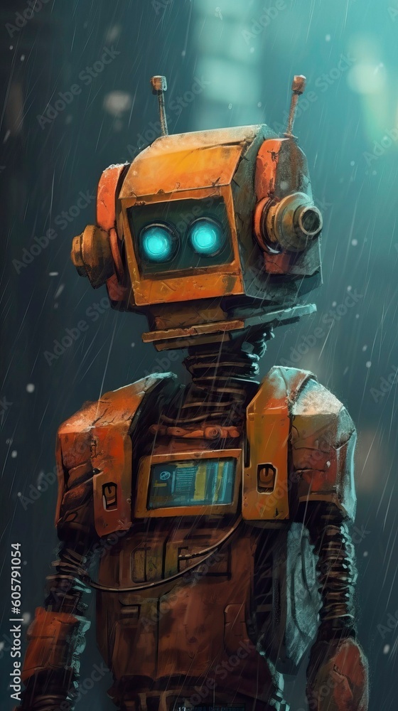 An robot android humanoid cyborg in a futuristic setting, Generative AI