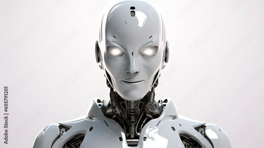 A cyborg humanoid robot in a futuristic setting, Generative AI A cyborg humanoid robot in a futuristic setting, Generative AI
