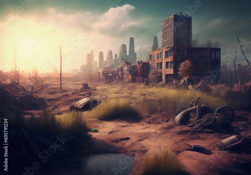 Fotografia abandoned city wasteland. ai generated Generative AI