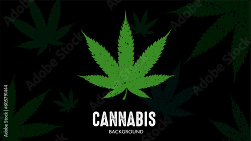Vector background of green cannabis leaves