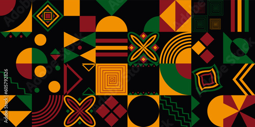 Abstract modern background with geometric shapes.Set of geometric elements. Black history month. 