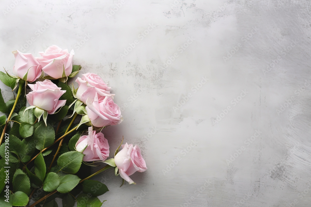 roses arrangement on the corner of a layflat roses arrangement on the corner of a layflat