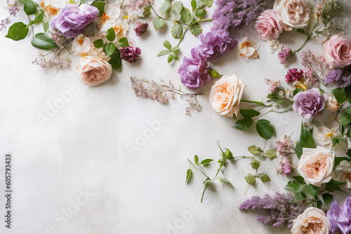 flower arrangement over a layflat with space for text