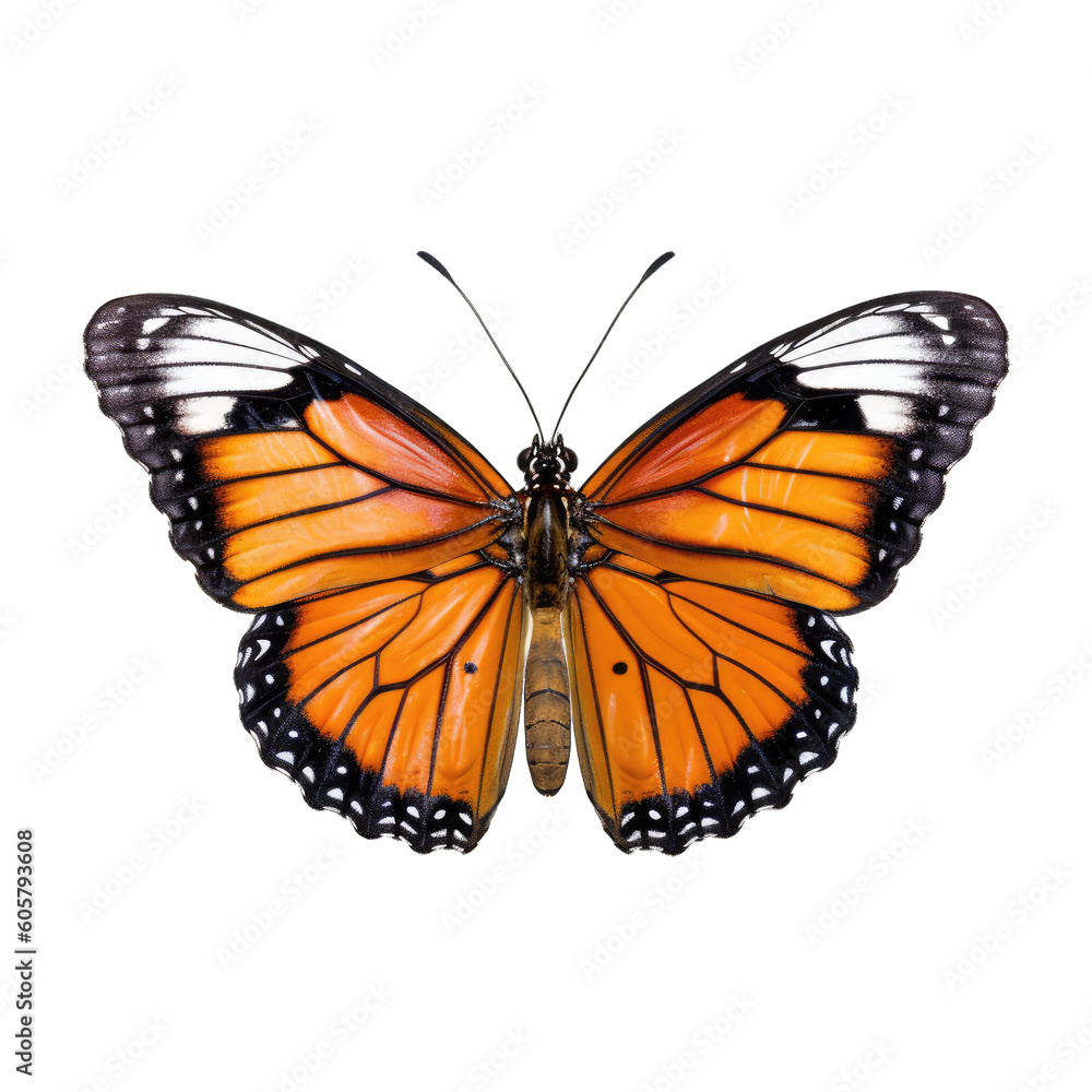 Naklejka premium African monarch butterfly - Danaus chrysippus 1. Transparent PNG. Generative AI