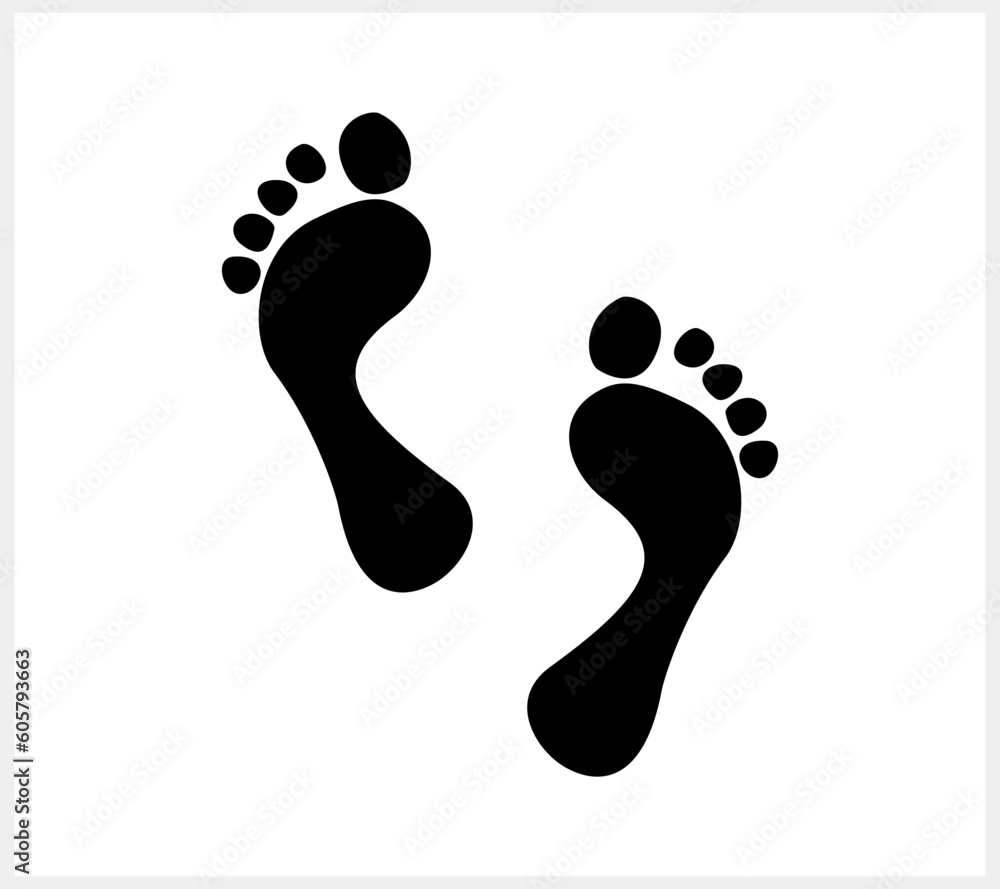 Foot print icon isolated. Human footprint silhouette. Footcare symbol. Travel concept barefoot. Vector illustration EPS 10 Foot print icon isolated. Human footprint silhouette. Footcare symbol. Travel concept barefoot. Vector illustration EPS 10